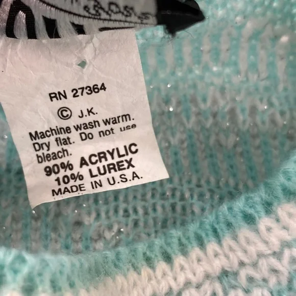 Vintage Jolie Icy Blue + White Lurex Sweater - Picture 4 of 6